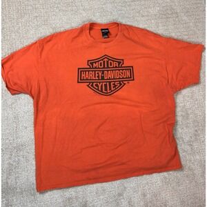 Harley Davidson Tee‎ Shirt Men's Size 4XL Orange Dealer Tee